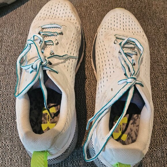Under Armour HOVR White Neon Green athletic running gym shoes sneakers 10.5 - Picture 9 of 11